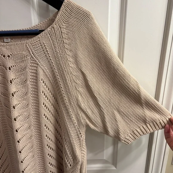 GAP Women's Light Beige Knit Short Sleeve Sweater XXL - Picture 2 of 9